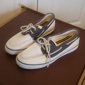 White and Navy Sperry boat shoes